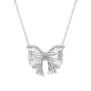 گردنبند نقره زنانه پاپیون نقره ای مدل KICL B1